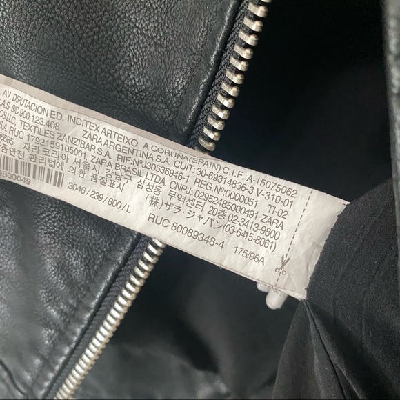 Zara Black Faux Fur Leather Aviator Cropped Jacket Size Large - Picture 11 of 11